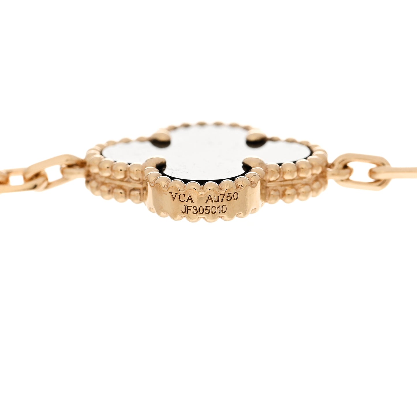18K Yellow Gold Black Onyx 5 Motifs Vintage Alhambra Bracelet