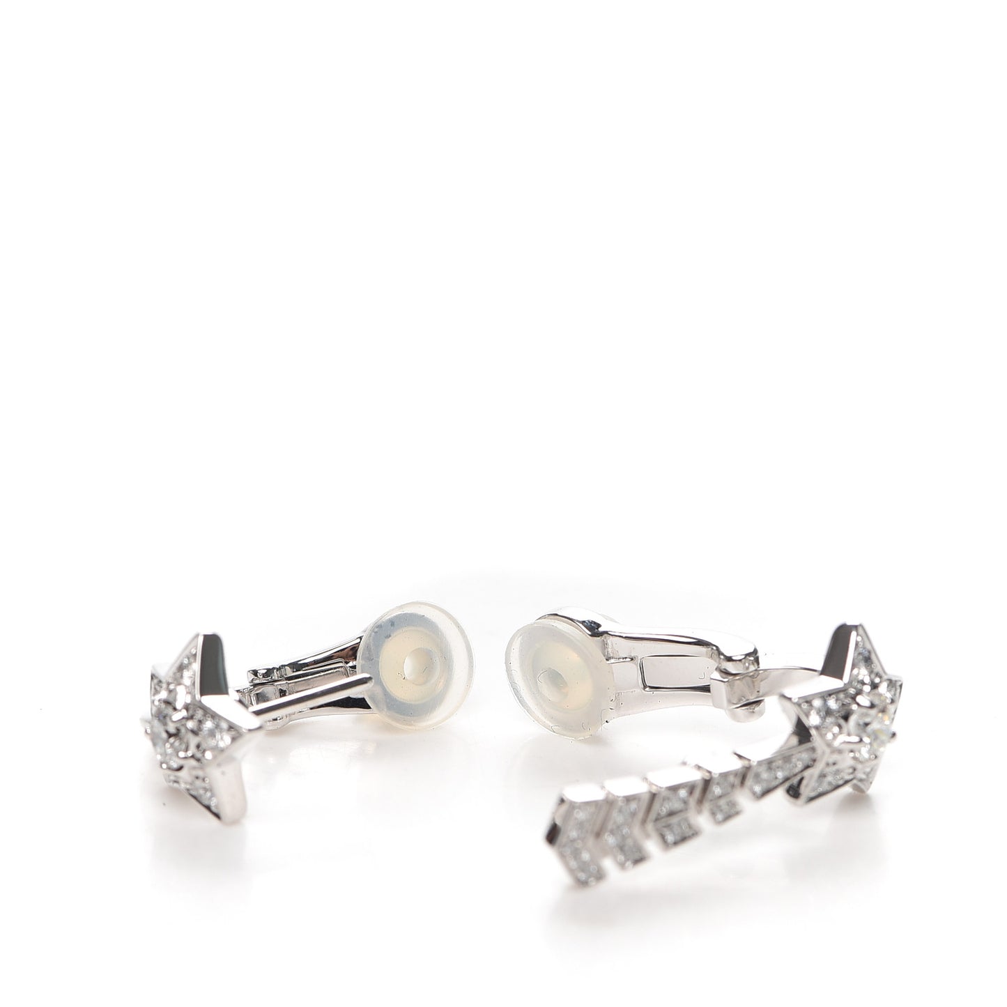 18K White Gold Diamond Comete Chevron Earrings