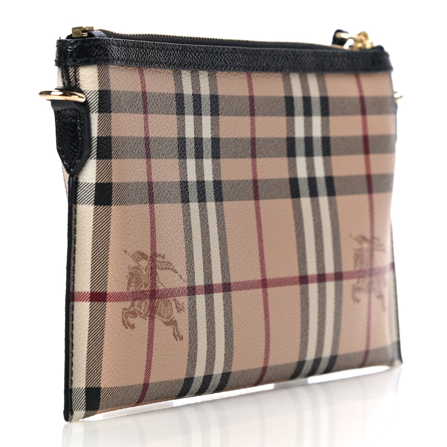 Burberry Haymarket Check Small Peyton Crossbody Clutch Bag Black 4 of 12