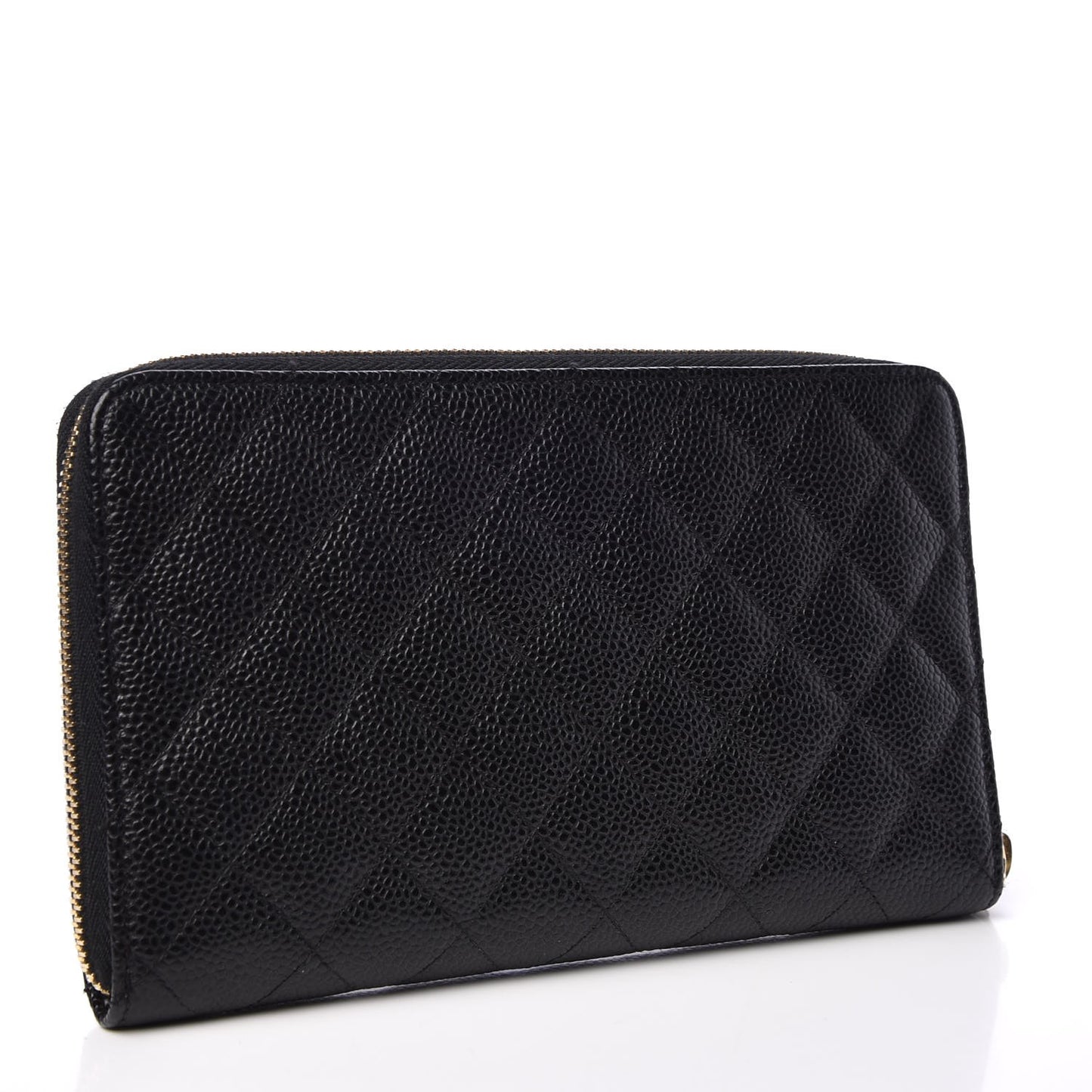 Caviar Quilted Large Zip Around Organizer Wallet Black
