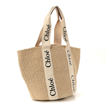 Chloe Raffia Large Woody Tote White 3 of 9