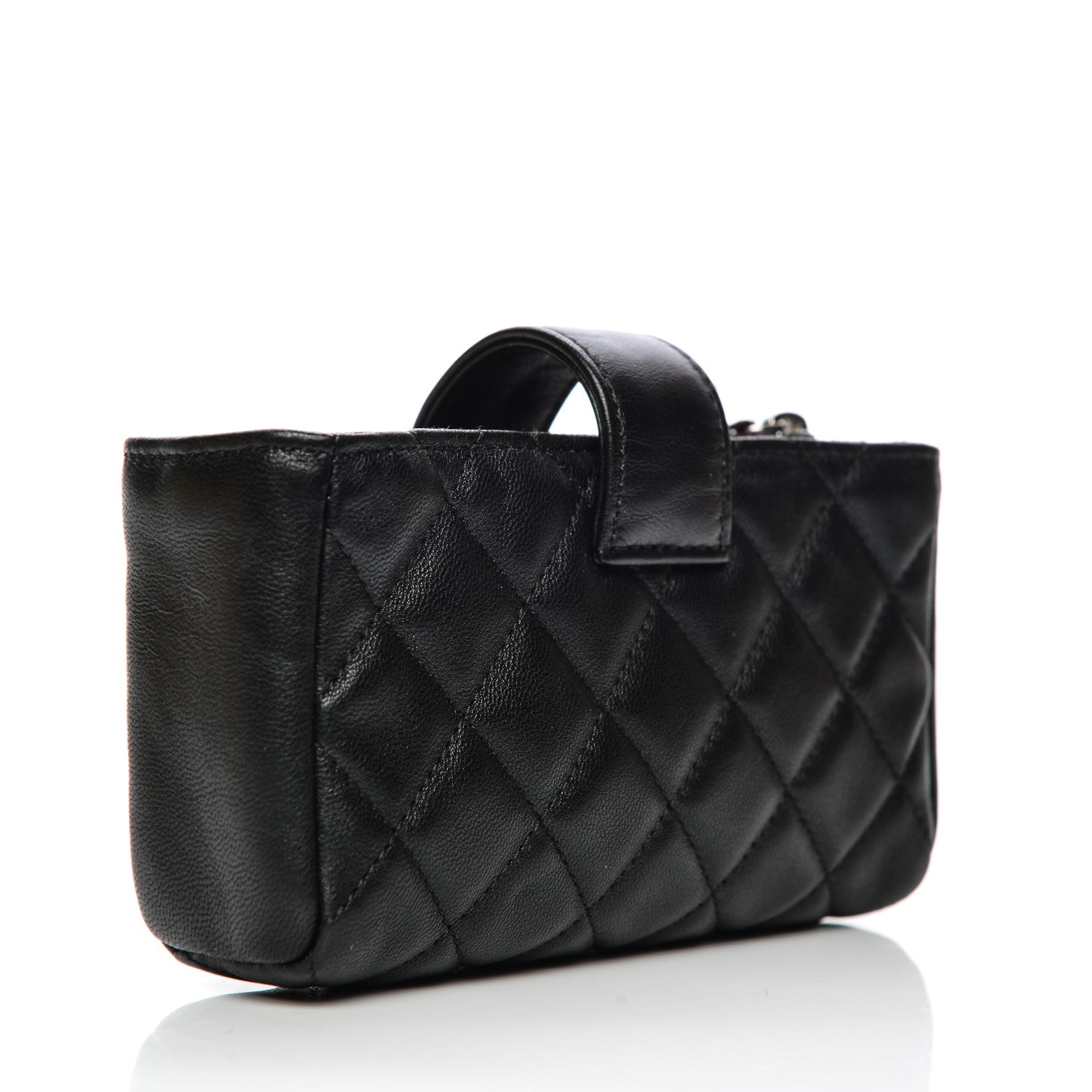Chanel Lambskin Quilted Mini Phone Holder Clutch Black 3 of 7