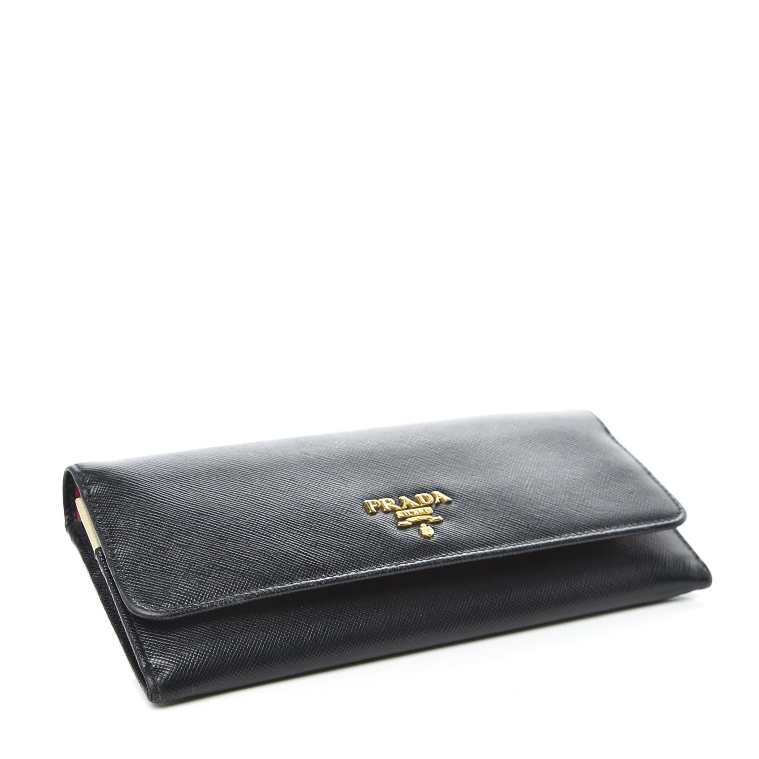 Prada Saffiano Colour Continental Flap Wallet Black Peonia 4 of 11