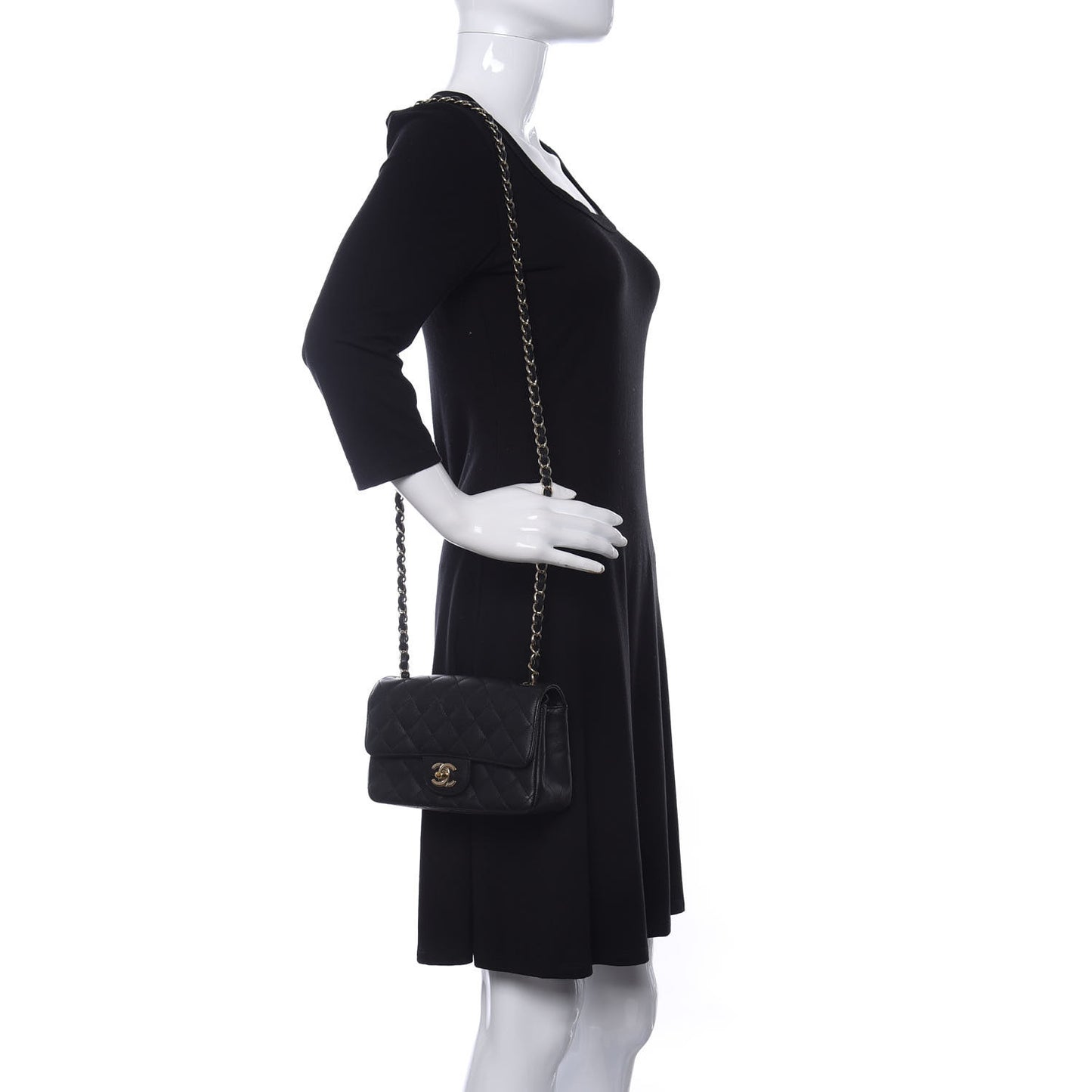 Caviar Quilted Mini Rectangular Flap Black