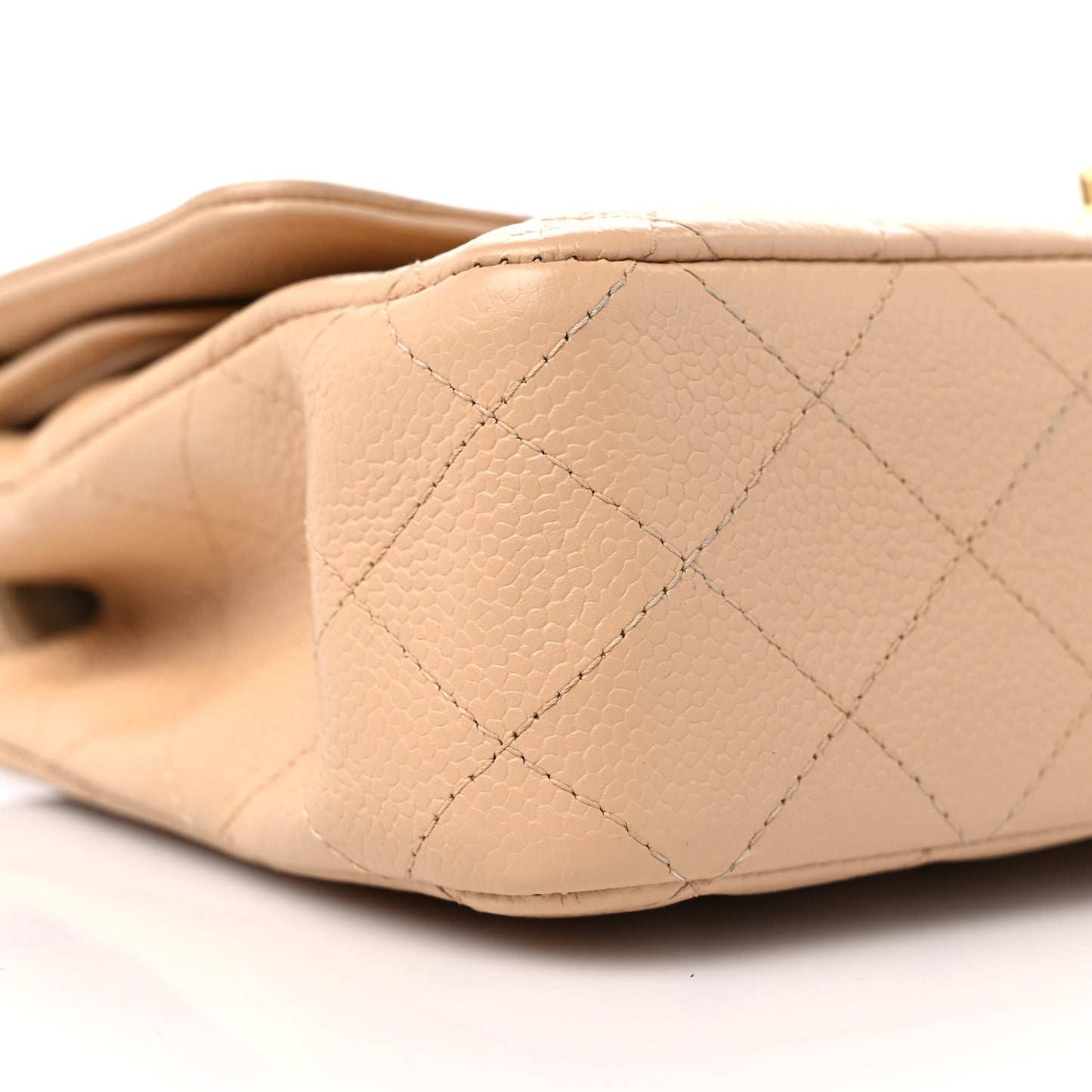 Caviar Quilted Medium Double Flap Beige