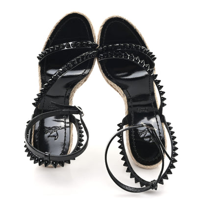 Christian Louboutin Patent Monochrome Mafaldina 120 Wedge Sandals 38 Black 2 of 10