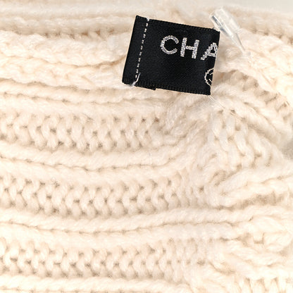 Chanel Cashmere Cable Knit Fingerless Gloves Ivory 3 of 4
