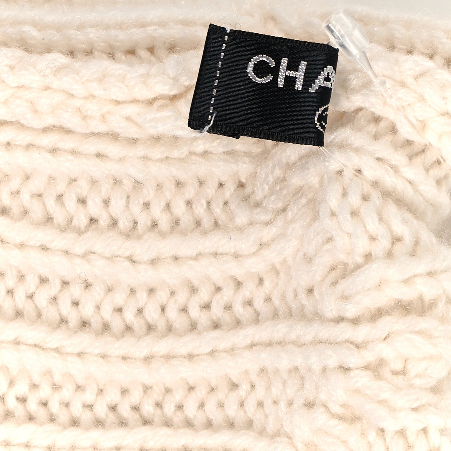 Chanel Cashmere Cable Knit Fingerless Gloves Ivory 3 of 4