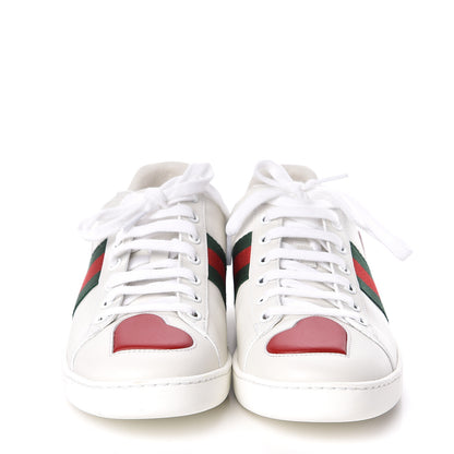 Gucci Calfskin Web Heart Embroidered Womens Ace Sneakers 38 White 2 of 9