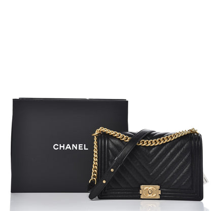 Chanel Caviar Chevron Quilted New Medium Boy Flap Black 8 of 8