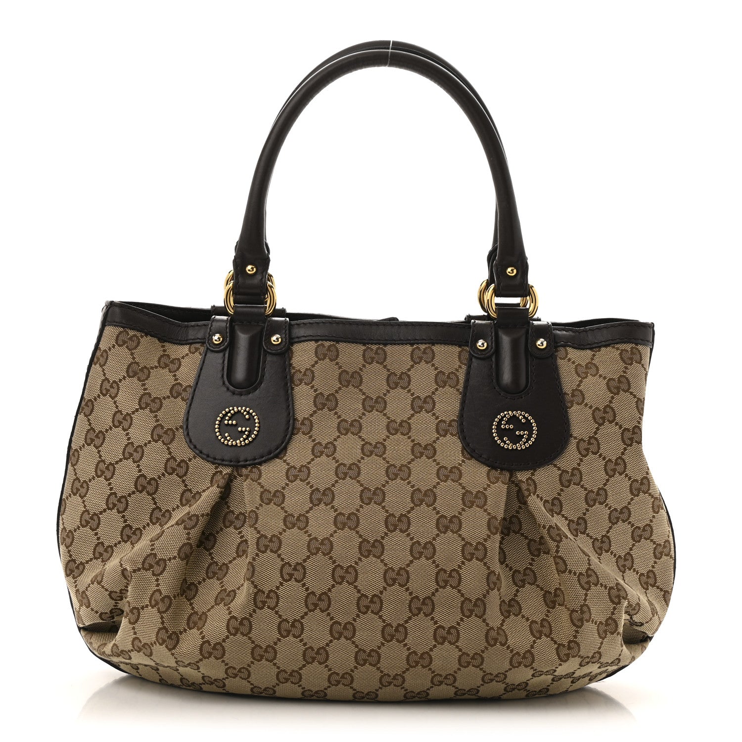Gucci Monogram Medium Scarlett Studded Tote Dark Brown 1 of 14