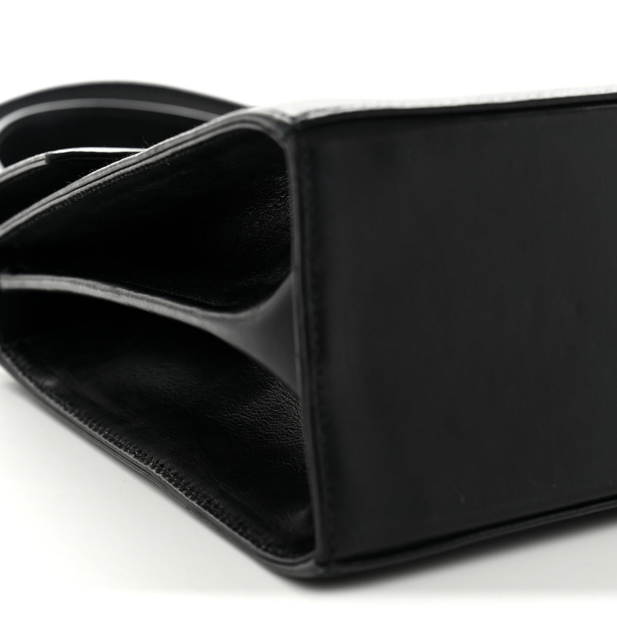 Brushed Off Calfskin Small Iconic Top Handle Black