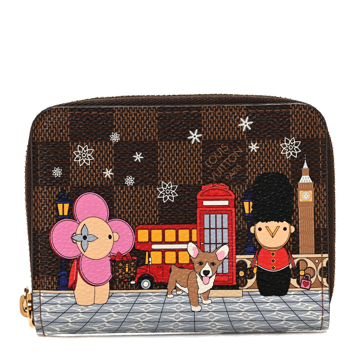 Damier Ebene 2021 Christmas Animation London Zippy Coin Purse Red