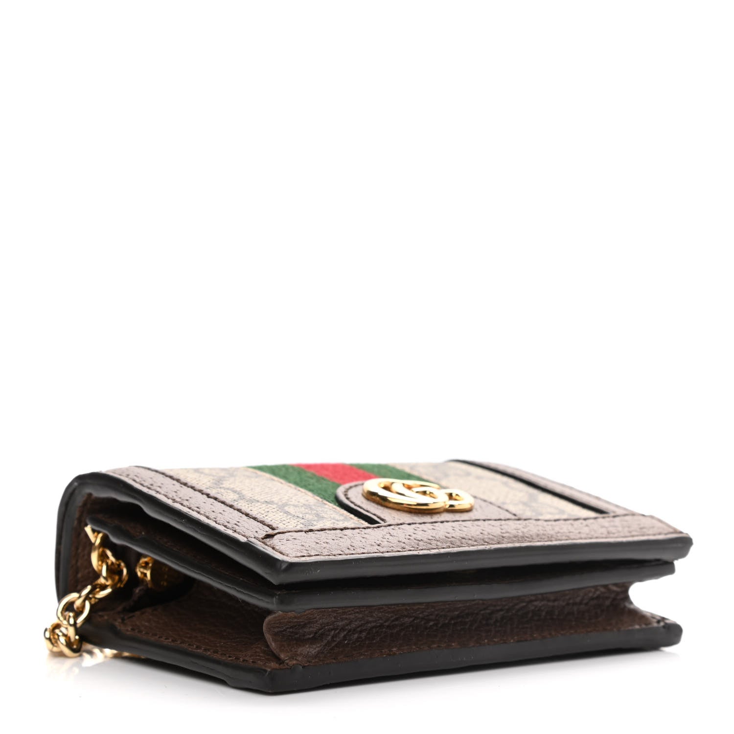 Gucci GG Supreme Monogram Web Ophidia Chain Card Case Wallet Beige New Acero 4 of 11