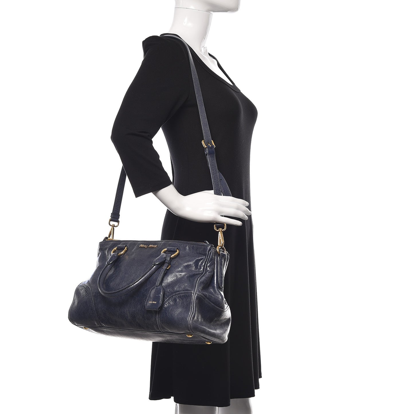 Vitello Shine Top Handle Satchel Bleuette