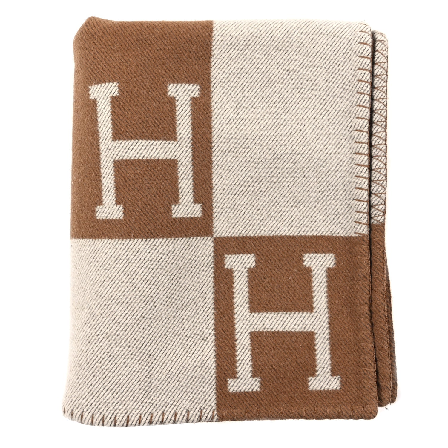 Hermes Wool Cashmere Avalon Blanket Ecru Camel 1 of 3