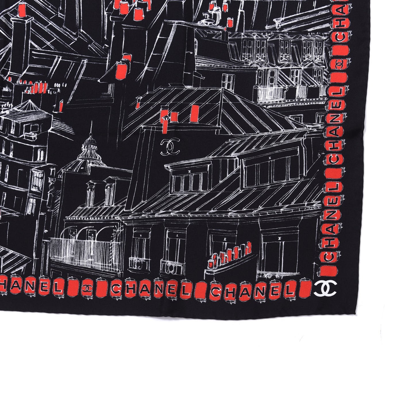 Silk Logo Square Scarf Red Black