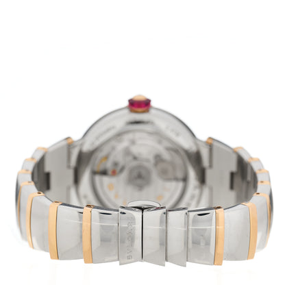 Bulgari Stainless Steel 18K Rose Gold Diamond Mother of Pearl 33mm LVCEA Quartz Watch 3 of 4
