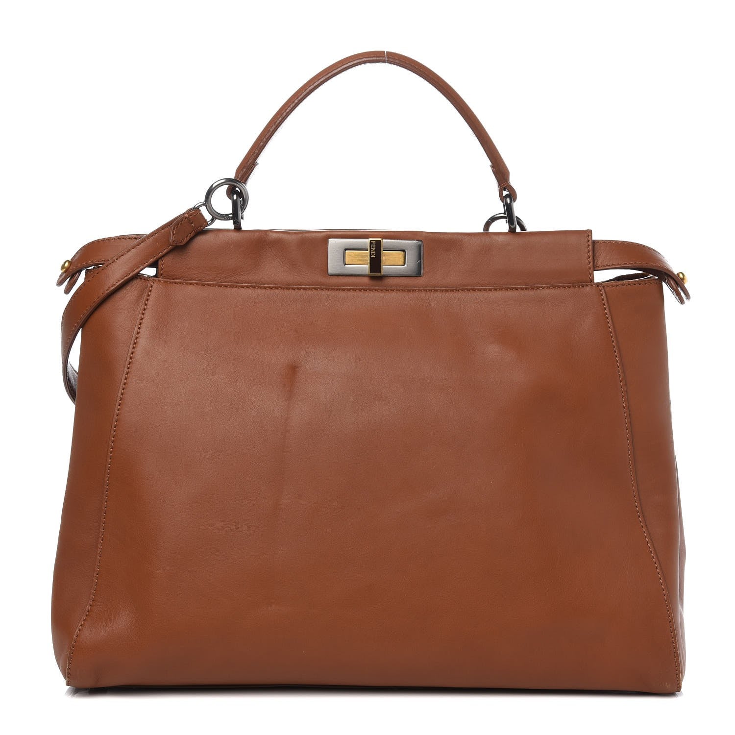 Fendi Vitello Suede Large Peekaboo Iconic Satchel Cuoio Rame Moro 1 of 15
