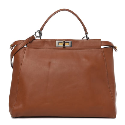 Fendi Vitello Suede Large Peekaboo Iconic Satchel Cuoio Rame Moro 1 of 15