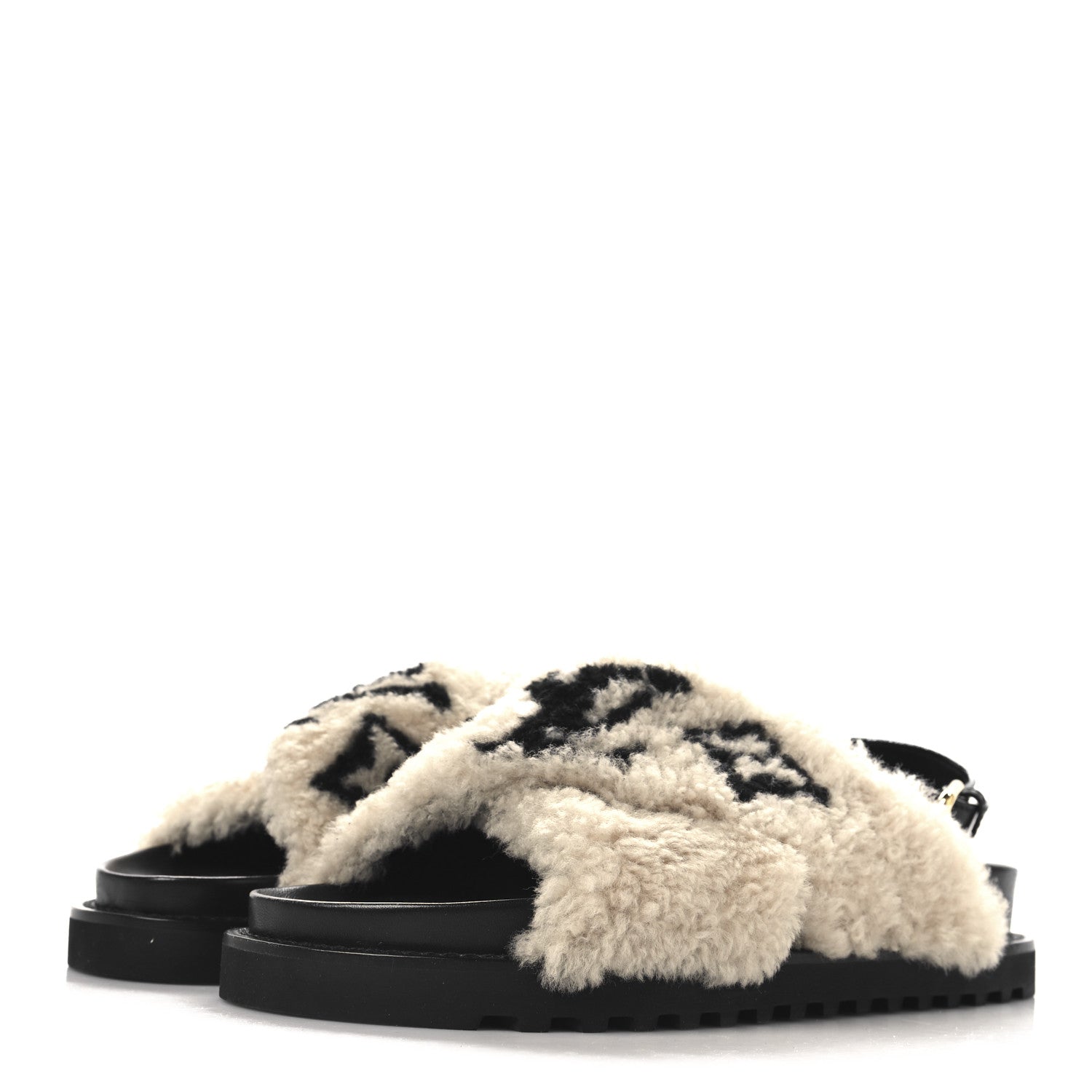 Louis Vuitton Shearling Paseo Sandals 39 Black 4 of 8