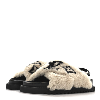 Louis Vuitton Shearling Paseo Sandals 39 Black 4 of 8
