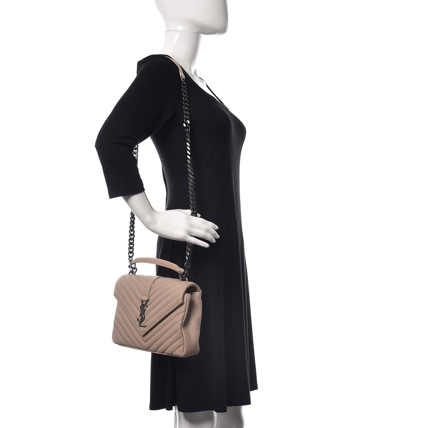 Sheepskin Matelasse Medium College Monogram Bag Natural