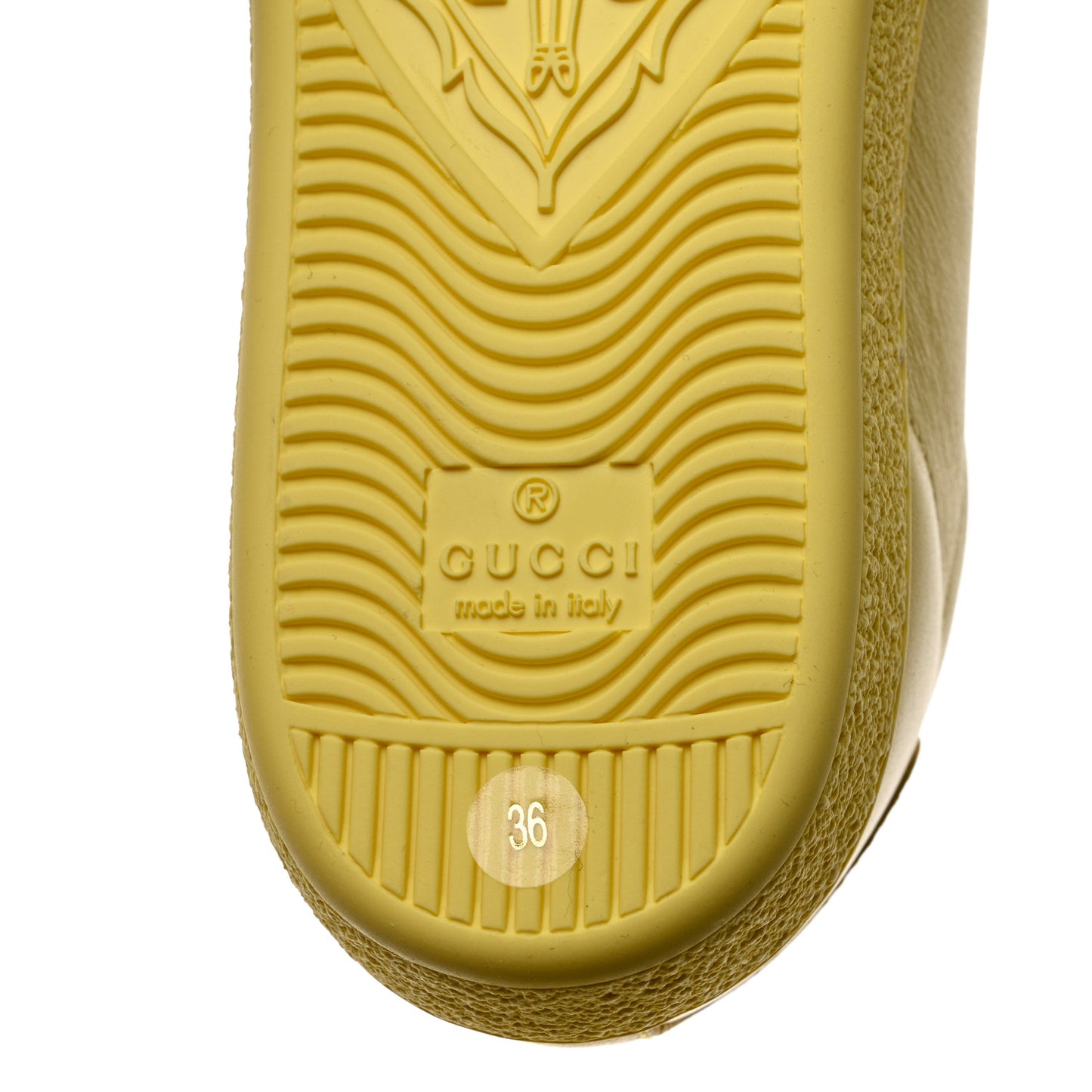 Calfskin Interlocking G Perforated Womens Ace Sneakers 36 Banana Straw Yellow