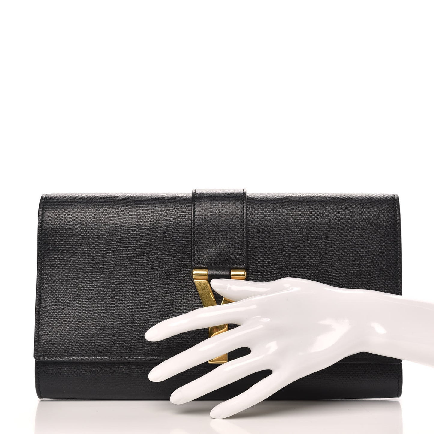 Textured Calfskin Y Ligne Clutch Black