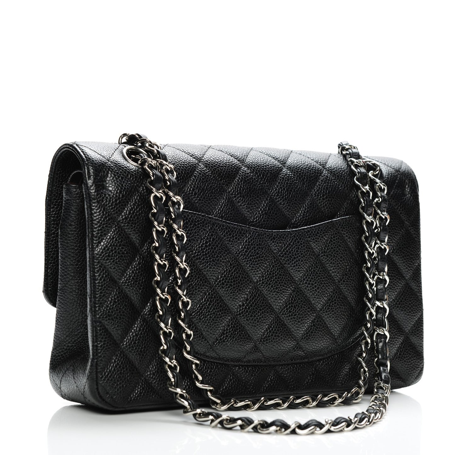 Caviar Quilted Medium Double Flap Black