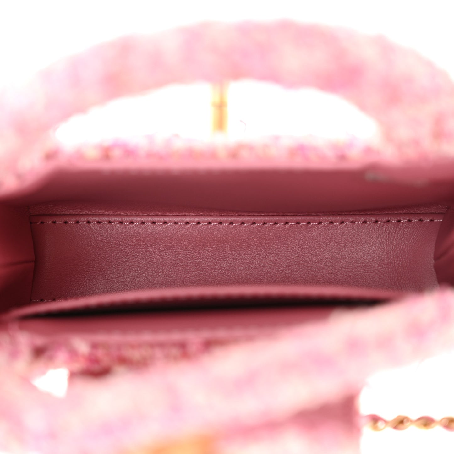 Tweed Quilted Mini Nano Kelly Shopper Pink