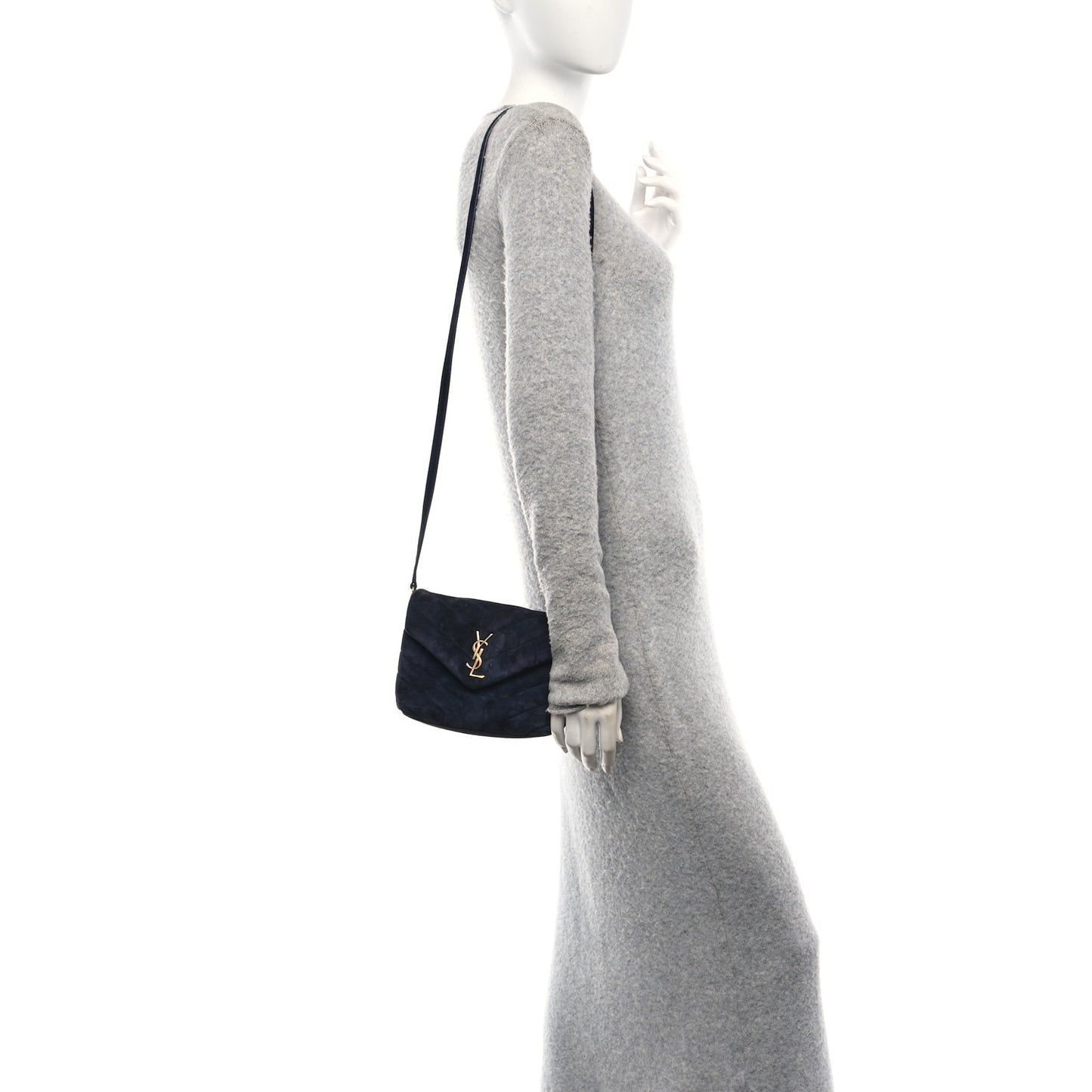Suede Y Quilted Monogram Toy Loulou Crossbody Bag Navy