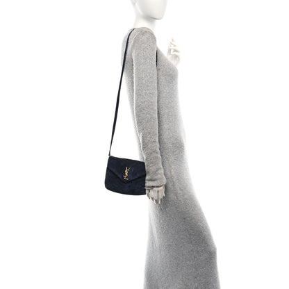 Saint Laurent Suede Y Quilted Monogram Toy Loulou Crossbody Bag Navy 2 of 12