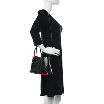 Christian Louboutin Patent Embossed Spiked Mini Cabarock Shopper Tote Black 2 of 10