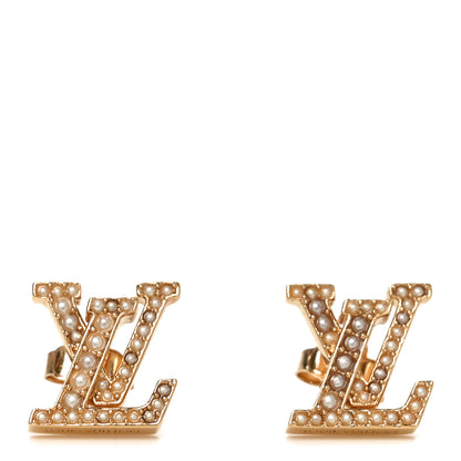 Louis Vuitton Metal Crystal LV Iconic Earrings Gold 1 of 6