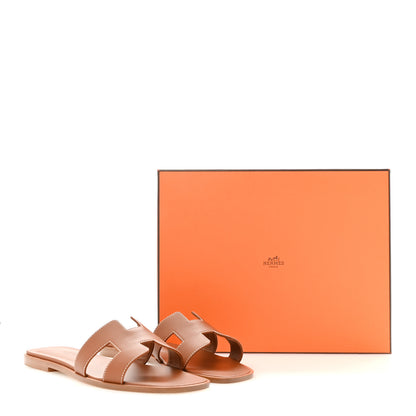 Hermes Box Calfskin Oran Sandals 38 Gold 10 of 10