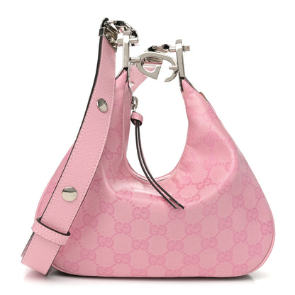 Gucci GG Crystal Coated Canvas Monogram Web Small Attache Shoulder Bag Pink 1 of 12