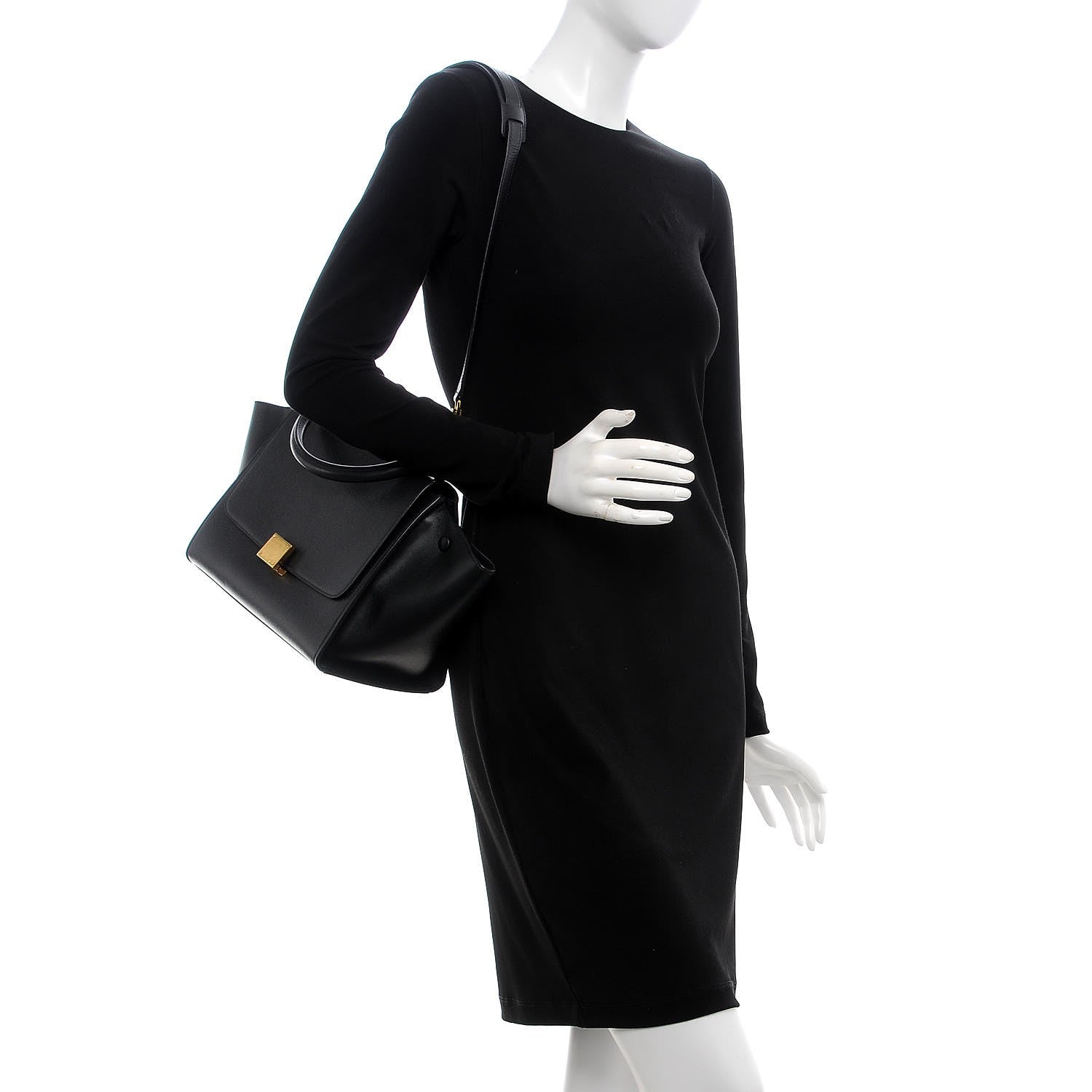 Celine Liege Calfskin Small Trapeze Black 2 of 6
