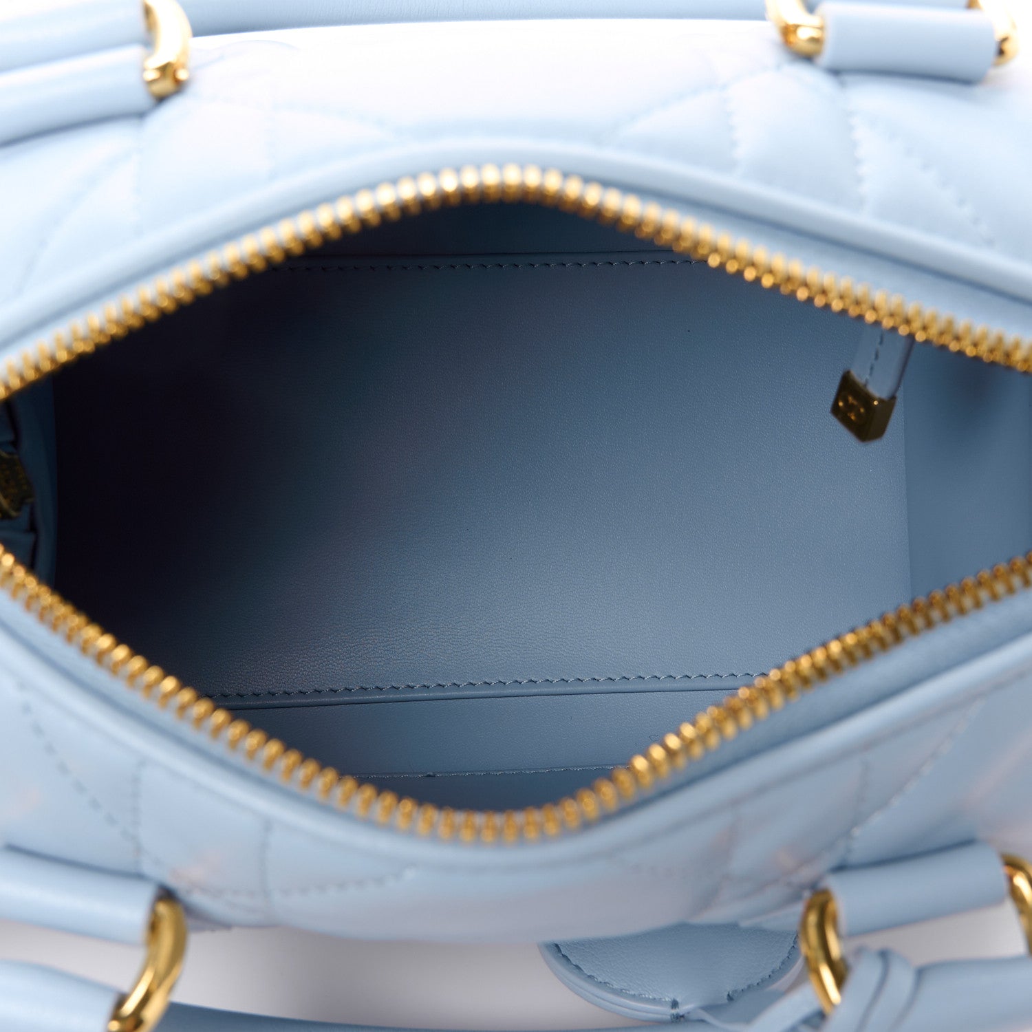 Christian Dior Calfskin Macrocannage Groove 20 Bag Pale Blue 5 of 12