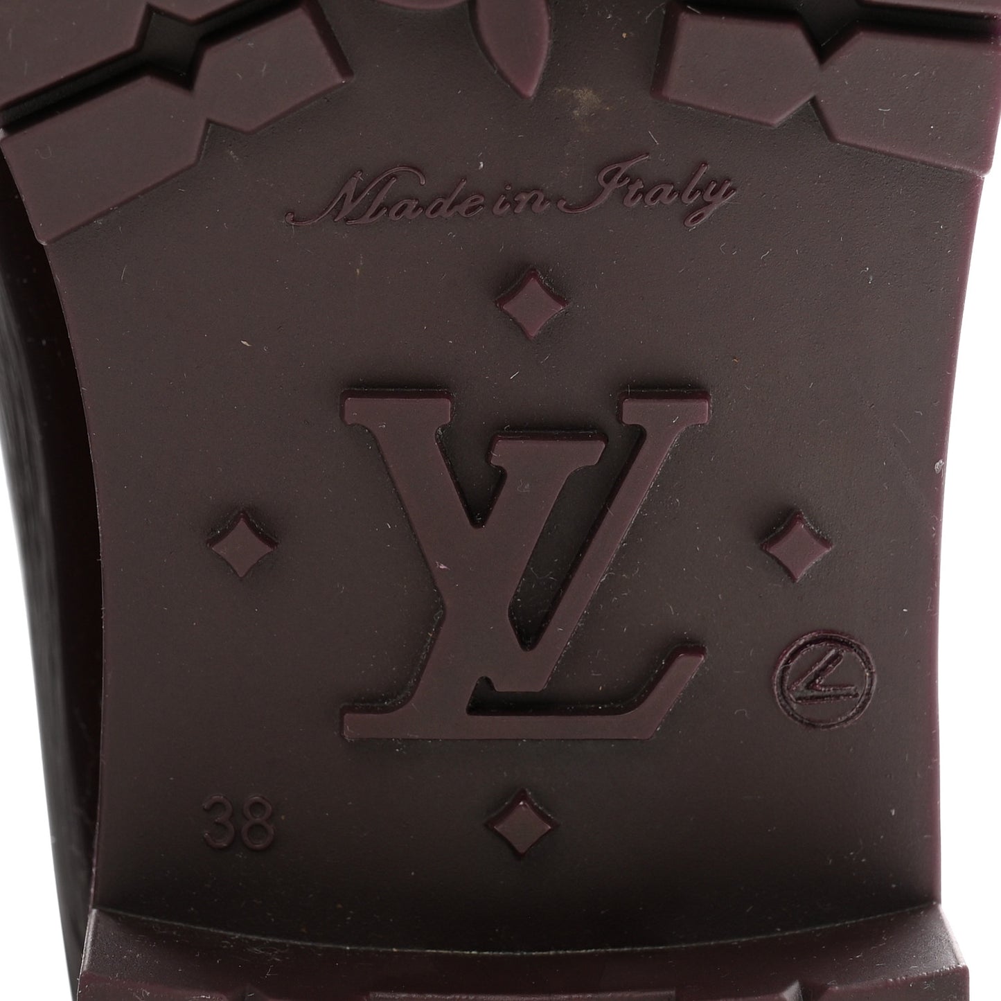 Rubber Embossed Monogram Splash Rain Boots 38 Burgundy