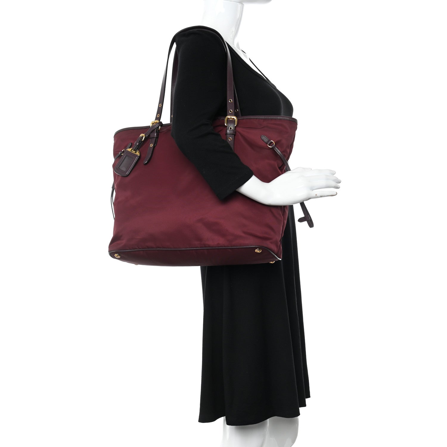 Prada Tessuto Nylon Saffiano Tote Granato 2 of 14