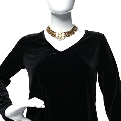 Chanel Metal Chain Mother of Pearl CC Camellia Choker Necklace Gold 2 of 5