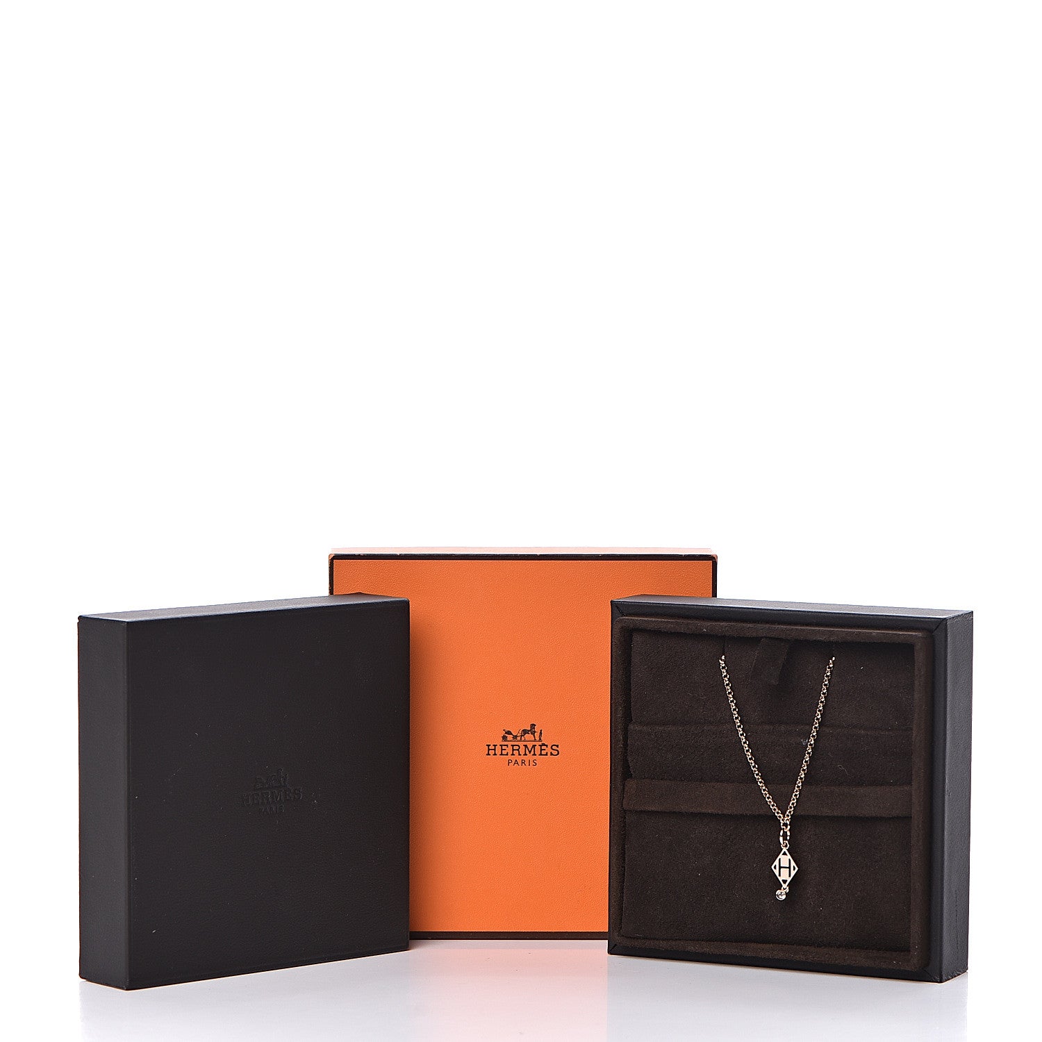 Hermes 18K Rose Gold Diamond Gambade Pendant Necklace 8 of 8