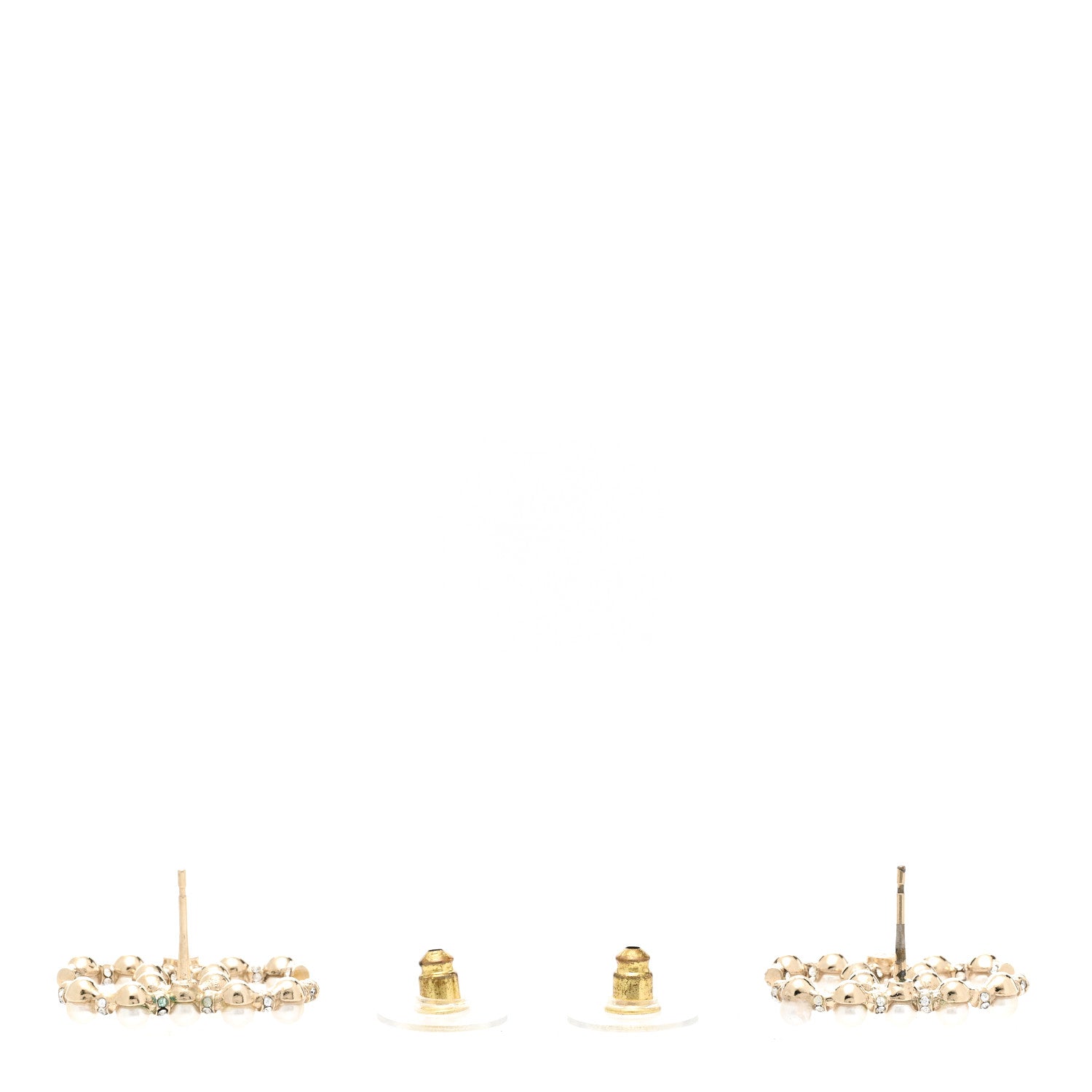 Chanel Pearl Crystal Nefertiti CC Earrings Gold 3 of 5