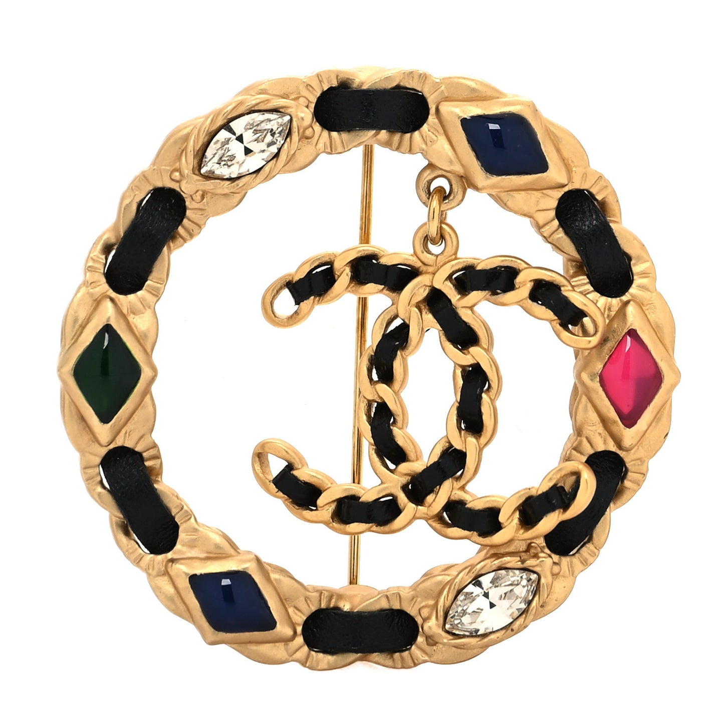 Glass Lambskin Cote D'Azur CC Brooch Gold Multicolor