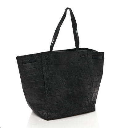Celine Crocodile Embossed Calfskin Medium Belt Cabas Phantom Black 3 of 8