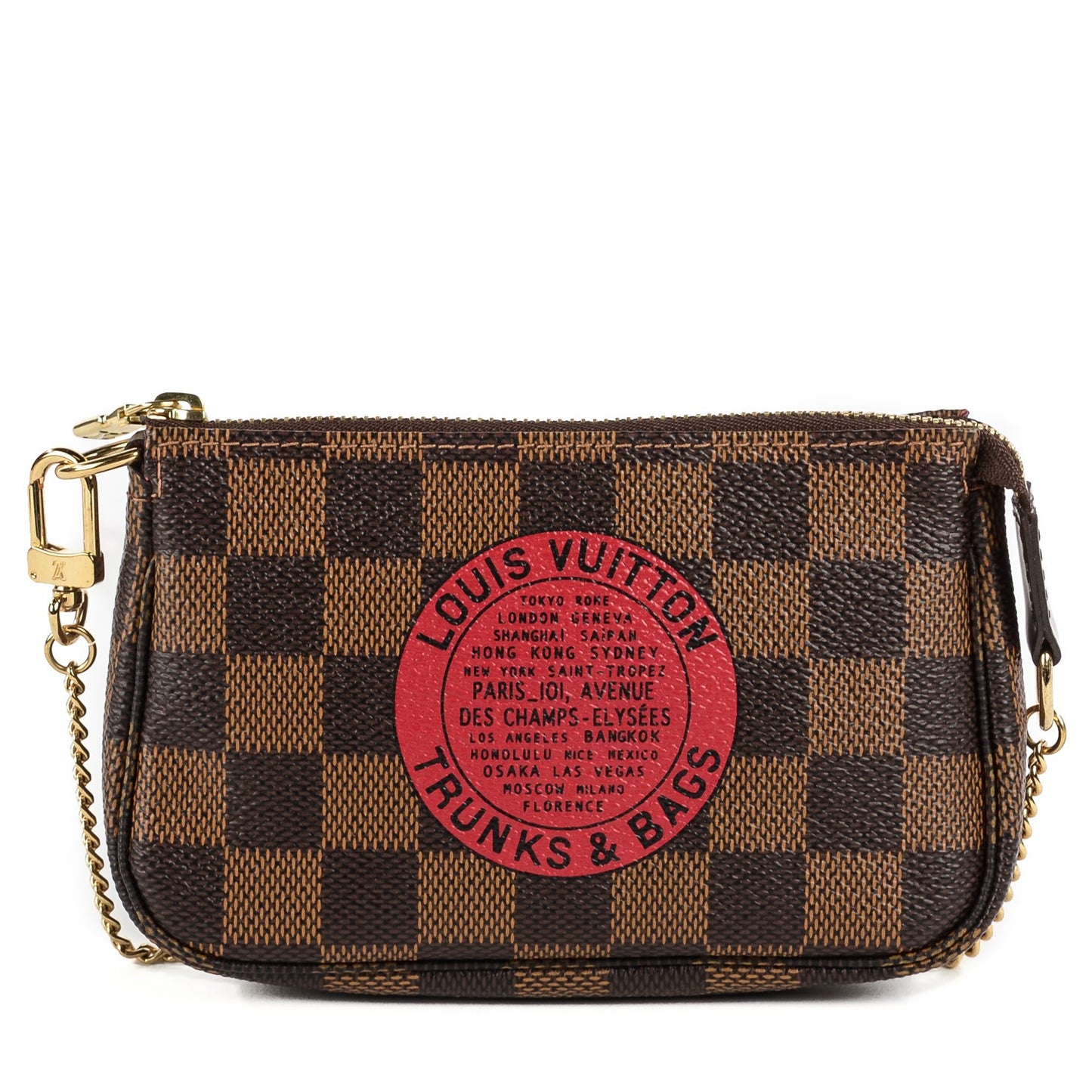 Damier Ebene Complice Trunks and Bags Mini Pochette Accessories Red