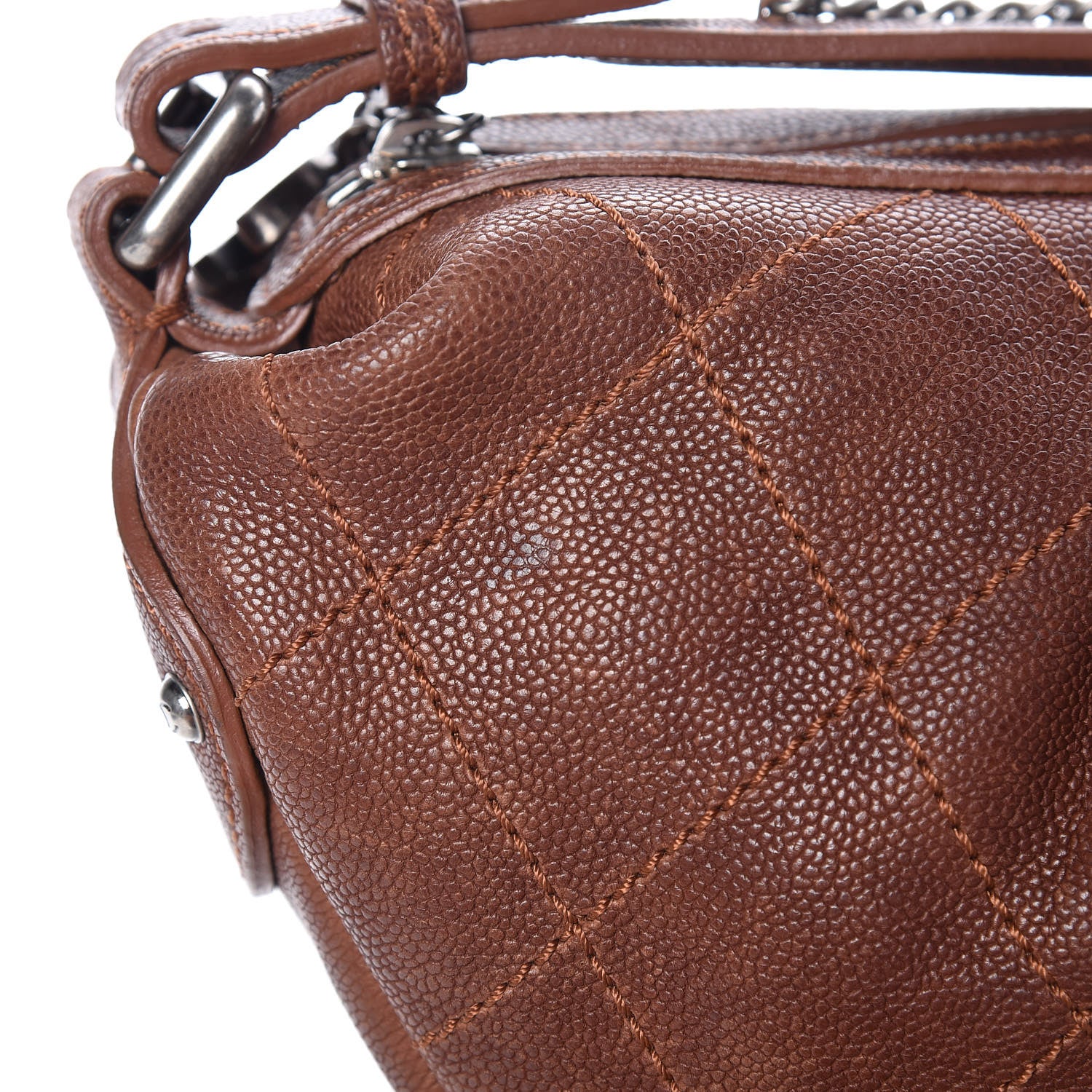 Chanel Distressed Caviar Outdoor Ligne Hobo Brown 9 of 18