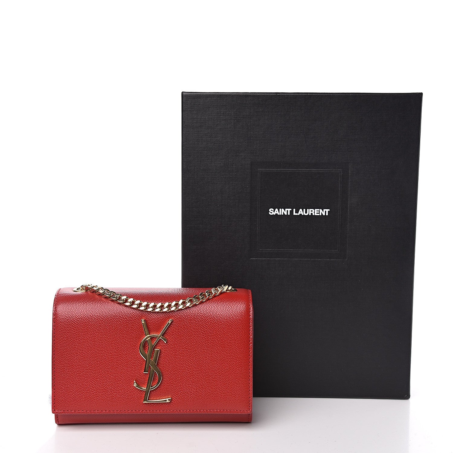 Saint Laurent Grain De Poudre Small Monogram Kate Satchel Red 11 of 11