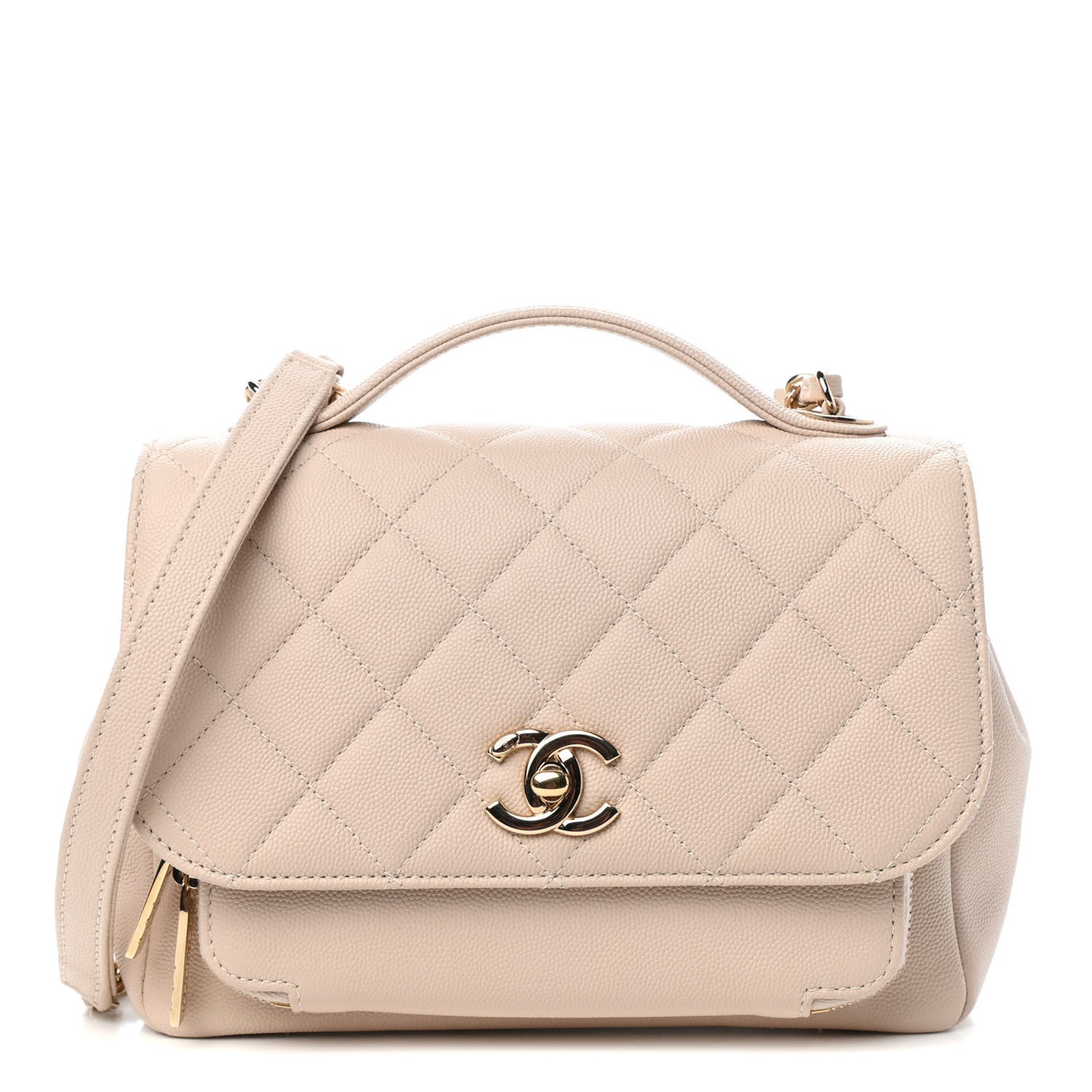 Caviar Quilted Medium Business Affinity Flap Beige